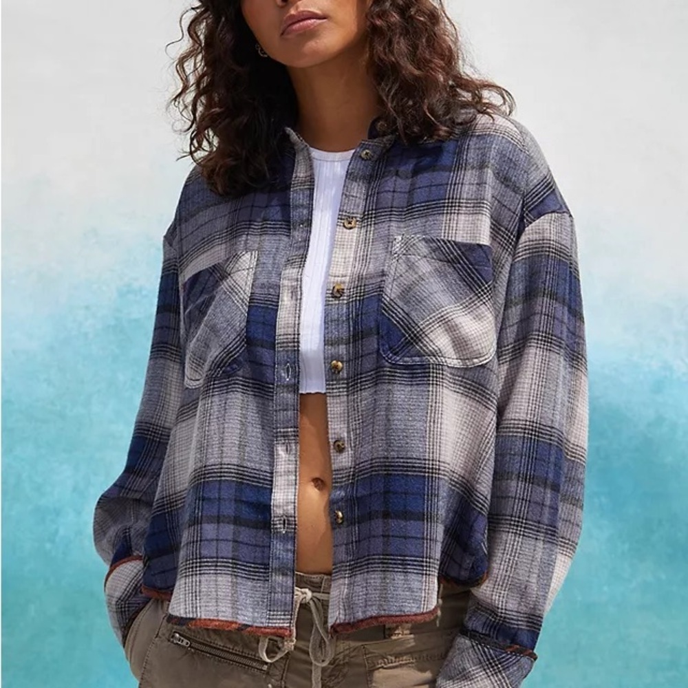 BDG Plaid Shirt Oversized Grunge Black Gray Sz. S